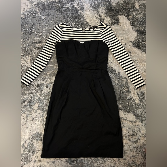 BCBG MAXAZRIA Black White Striped Dress Size 0 - Picture 2 of 12